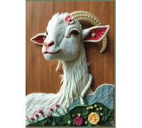 Notebook Year of The Goat Cover Mixed Media Design Soft Wool Strong Will: Soft cover 7mm Grid Dot 100 Pages| Journals for Writing, Work Business ... Travel Journal, Scientific Field Notes