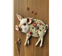 Notebook Year of The Pig Cover Mixed Media Design Pink Cheeks: Hardcover 8mm College Ruled With Margin 220 Pages| Journals for Writing, Work Business ... Travel Journal, Scientific Field Notes