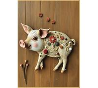 Notebook Year of The Pig Cover Mixed Media Design Pink Cheeks: Soft Cover 8mm College Ruled With Margin 100 Pages| Journals for Writing, Work Business ... Travel Journal, Scientific Field Notes
