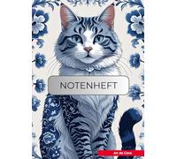 Notenheft für Lehrer - Design „Blue Cat“ - DIN A4: 80 Seiten mit Schülerlisten, Notenspalten & Notizen - für Grundschule bis Sek II - übersichtlich & liebevoll gestaltet