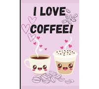 Notepad size A5, 80 pages: Cute Kawaii style cover with coffee