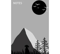 Notes: 7x10 Inches | 100 Pages | Black and Gray Mountain Forest Skyline View with Dog Design | A stylish lined notebook perfect for daily notes, journaling, work, and school