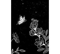 Notes: 7x10 Inches | 100 Pages | Black and White Flower Butterfly Plant Design | A stylish lined notebook perfect for daily notes, journaling, work, and school