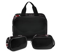 Notes and Love - Bolsa de maquillaje para mujeres y hombres, bolsa de cosméticos translúcida con notas musicales, bolsa de baño, bolsa de ducha, 3 piezas, organizador de cosméticos de viaje, color,