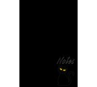 Notes: Minimalist 6x9 inch Notebook, Straight Dotted-Line Interior, Black Cover with Cat Design For Kids, Teens, Adult & Seniors