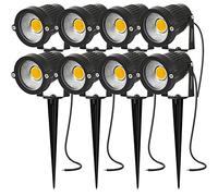 Nother AHOTSUK 8PCS Foco Proyector Exterior Foco COB LED con Estaca Lámpara Luz Blanco Cálido IP66 12V 24V 5W Impermeable LED Bombilla Exteriores para Jardín Aire Libre Césped Patio Decoración