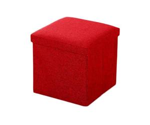 Nother Casa Tela Estilo Simple Baúl Taburete para Almacenaje Plegable Reposapiés de Almacenamiento Ottoman Storage (Rojo,30 * 30 * 30 cm)