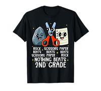 Nothing Beats 2nd Grade Rock Scissor Paper Funny School Kids Camiseta