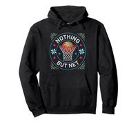 Nothing But Net Basketball Folk Bordado Punto de Cruz Sudadera con Capucha