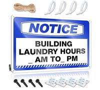 Notice Building Laundry Hours_ Am To_ Pm - Decoración de pared de metal | Estilo vintage con amor que hace que la decoración del hogar y bar sea fácil de colgar (30 x 40 cm)