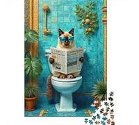 Noticias de Lectura de Gato Divertido 1000 Piezas Cartón Extra Grueso Rompecabezas Premium Fans De Adolescentes 12-18 Años Imposible Difícil Desafío Presente Divertido 52x38cm/1000pcs