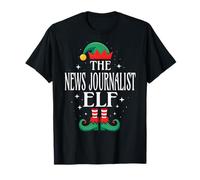 Noticias Periodista Elfo Título del Puesto Funny Christmas Matching Xmas Camiseta