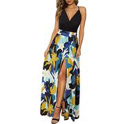 Noticias Vestido de Verano Largo Maxi Cuello en V con Abertura Casual Elegante para Invitada de Boda (Floral 16,S)