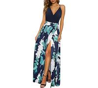 Noticias Vestido de Verano Largo Maxi Cuello en V con Abertura Casual Elegante para Invitada de Boda (Floral 01,L)