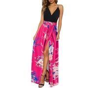 Noticias Vestido de Verano Largo Maxi Cuello en V con Abertura Casual Elegante para Invitada de Boda (Floral 05,XXL)