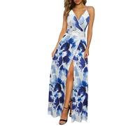 NoticiasVestido de Verano Vestido de Damas Largo Maxi Vestido de Verano Cuello en V Vestido con Abertura Vestido Casual Elegante para Invitada de Boda (Floral 20,XXL)