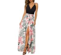 NoticiasVestido de Verano Vestido de Damas Largo Maxi Vestido de Verano Cuello en V Vestido con Abertura Vestido Casual Elegante para Invitada de Boda (Floral 19,XL)