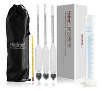Notimin Medidor de Alcohol de 3 Piezas Set de Herramientas Densímetro Medidor de Concentración de Alcohol 0-100% Vinómetro de Alcohol,para Licores, Destilados, Whisky, Brandy etc(Manual en español)