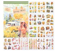 NOTIONSLAND 20 hojas de calcomanías para álbumes de recortes, más de 100 calcomanías de diario para suministros de álbumes de recortes, calcomanías estéticas de PET para álbumes de recortes