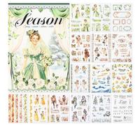 NOTIONSLAND 20 hojas de calcomanías para álbumes de recortes, más de 100 calcomanías de diario para suministros de álbumes de recortes, calcomanías estéticas de PET para álbumes de recortes