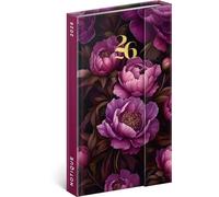 NOTIQUE Agenda de bolsillo 2026 aprox. A5, planificador semanal premium con cierre magnético, 144 páginas, tapa dura calendario con vista mensual, planificador mensual (flores moradas)