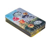 NOTIQUE Caja de metal con tapa, caja de arte nostálgica, caja para galletas, frasco de almacenamiento para artículos pequeños - Colección Herbario (Tulps)