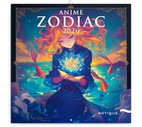 NOTIQUE Calendario de pared 2026, anime zodiac, calendario de folletos con calendario mensual, calendario de 30 x 30 cm (30 x 60 abierto)