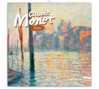NOTIQUE Calendario de pared 2026 Claude Monet, calendario mensual en folleto, diseño estético 30 x 30 cm (abierto 30x60)