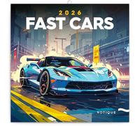 NOTIQUE Calendario de pared 2026 Coches fantásticos, calendario mensual en folleto, diseño estético 30 x 30 cm (abierto 30x60)