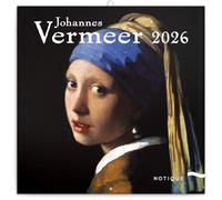 NOTIQUE Calendario de pared 2026 Johannes Vermeer, calendario mensual en folleto, diseño estético 30 x 30 cm (abierto 30x60)