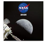 NOTIQUE Calendario de pared 2026 NASA, calendario mensual en folleto, diseño estético 30 x 30 cm (abierto 30x60)