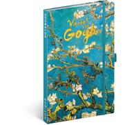 NOTIQUE Cuaderno con rayas con banda elástica 13x21cm aprox. A5, cuaderno de tapa dura de diseño, bloc de notas, cuaderno, diario, agenda para adultos, damas (Vincent van Gogh)