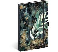 NOTIQUE Cuaderno de rayas con banda elástica, 13 x 21 cm, aprox. A5, tapa dura, cuaderno, bloc de notas, diario, diario para adultos, mujer (eucalipto)