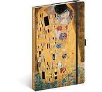 NOTIQUE Cuaderno rayado con cinta de goma, 13 x 21 cm, aprox. A5, cuaderno de diseño de tapa dura, cuaderno, diario, diario para adultos y mujeres (Gustav Klimt)
