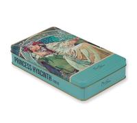 NOTIQUE Lata con tapa, caja de arte nostálgico, tarro de almacenamiento de galletas para objetos pequeños, colección Herbario (Alfons Mucha - Jacinto de princesa)