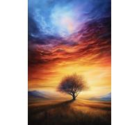 Notizbuch 160 Seiten Kariert - Malerische Landschaft mit Sonnenuntergang, Baum und Farbenpracht. Kunst und Natur.: Inspiriert von der Schönheit der ... Landschaft für Notizen und Ideen.