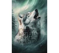 Notizbuch 160 Seiten Liniert - Mystischer Wolf, Mond und Nordlichter: Inspiration aus der Wildnis.: Ein kraftvoller Begleiter für Spiritualität, ... Der Wolf als Symbol für Freiheit und Mystik.