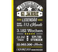 Notizbuch 61 Geburtstag: Geburtstagsgeschenk für 61 Jährige lustiges Geschenk zum 61ten Geburtstag A5 Buch liniert für Notizen als Tagebuch mit schönem Spruch zum 61th Geb. HAPPY BIRTHDAY Notizheft