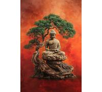 Notizbuch 80 Seiten liniert - Buddha-Motiv mit Bonsai, Zen, Meditation und spiritueller Harmonie. spirituelle Schreibwaren: Inspirierendes Design für ... spirituelle Gedanken und kreative Notizen.