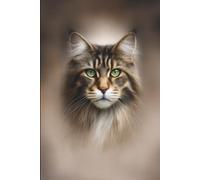 Notizbuch 80 Seiten Liniert - Maine Coon Katze mit grünen Augen für Katzenfreunde, Schule, Büro & Alltag.: Edles Journal mit realistischer Maine Coon ... Organisation und alle, die Katzen lieben.