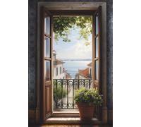 Notizbuch 80 Seiten liniert - Portugal-Flair: Fensterblick auf das Meer für Erinnerungen, Pläne und kreative Ideen.: Liniertes Notizbuch mit ... und Gedanken voller Sehnsucht nach dem Süden.