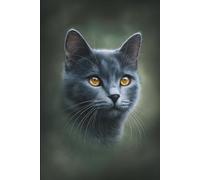 Notizbuch 80 Seiten liniert - Russische Blau Katze für Katzenliebhaber und Tierfreunde.: Liniertes Journal mit edlem Russisch Blau Katzenmotiv - ... und kleine Skizzen rund um Samtpfoten.