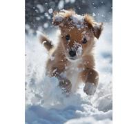 Notizbuch DIN A4 liniert - Hund im Schnee Notizbuch - Collegeblock / Schulheft / Tagebuch - Geschenk für Tierliebhaber, Schüler, Studenten & Büro