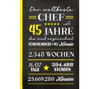 Notizbuch Geburtstag Chef 45 Jahre: Geschenk zum 45. Geburtstag Notizheft A5 liniert praktisches Notiz Buch kleines Geburtstagsgeschenk an besten Vorgesetzten Boss und Arbeitgeber Happy Birthday