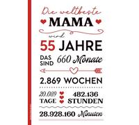 Notizbuch Mama 55 Jahre: Geburtstagsgeschenk 55. Geburtstag für beste Mama Notizheft A5 liniert als Schreibheft und Tagebuch für Mutter zum fünfundfünfzigsten Geb Happy Birthday Mami 55 Ehrentag