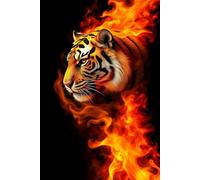 Notizbuch mit dem kraftvollen Tiger-in-Flammen-Motiv: Entfache deine Leidenschaft mit diesem kraftvollen Tiger-Notizbuch - Format: Ca. 6 x 9 Zoll ... A5) - Seiten: 150 linierte Seite - Softcovern