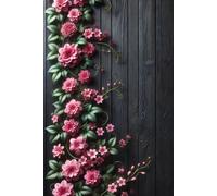 Notizbuch mit wunderschönen pinkfarbenen 3D Blumenranken auf dunklem Holz-Motiv: Halte deine Gedanken fest auf diesem stilvollen ... A5) Seiten: 150 linierte Seiten - Softcover