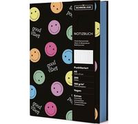 Notizbuch Smile: Notizbuch A5, Bullet Journal mit Folienveredelung, punktkariert, Farbschnittkante, 2 Lesebändchen, vegan, To-do¿s, 200 Seiten - SchreibLiebe