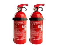 notlok Safety Work - 2X Extintor de Polvo 1kg ABC + E < 1000 V | 3 años de garantía | Mini extintor de presión Continua doméstico Ideal para Cocina y para Coche | + Soporte para extintor