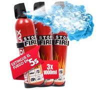 notlok Safety Work - 3X 1000g Aerosol Extintor Casa | Incendios A B + E <1000 V | Extintor Coche, Extintor Cocina, Extintores para Oficinas y Lugares de Trabajo, Extintores Pequeños